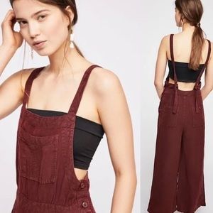Free People linen blend overalls